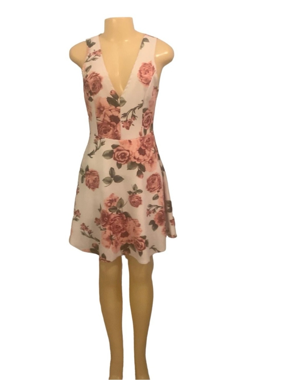 B Famous #USA Sz M Woman Dress White Floral Dress